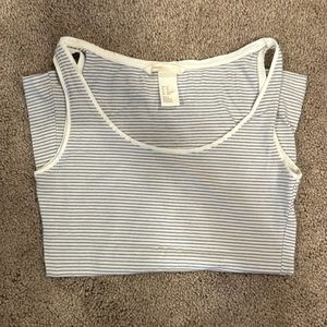 H&M Blue and White Striped Tank Top